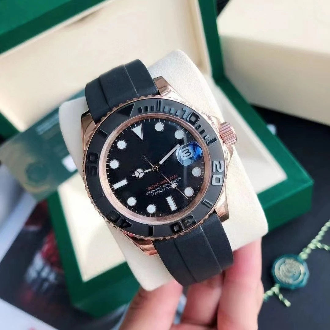 Luxury Designer Watch For Men Silicone Strap Genuine Luminous Dial Hip Hop Wristwatch High Quality Sport Style Fashion Timepiece