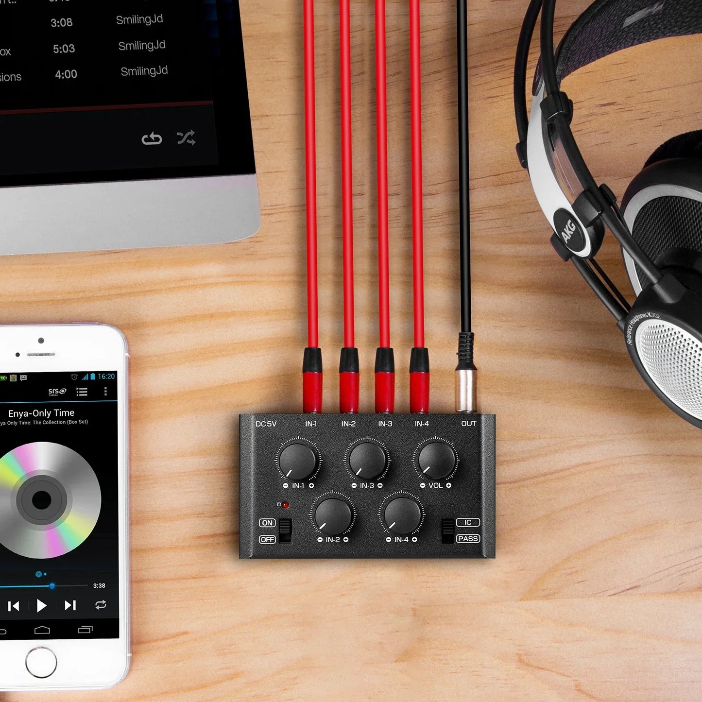 Nobsound MC5-BX Mini Stereo 4 Channel Audio Mixer Ultra Low-Noise Home/ Studio/ Bar Line Mixer