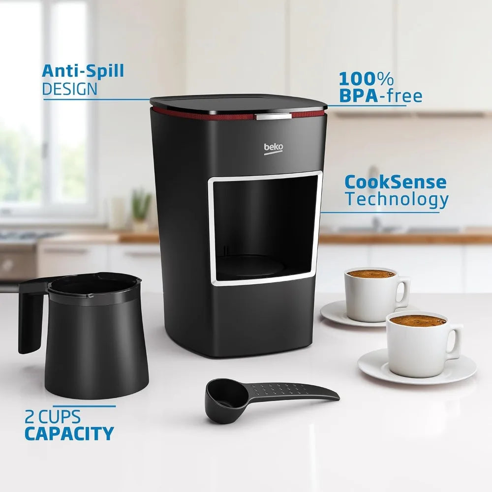 Product out of stock）Beko Turkish Coffee Maker, 2 Cups Capacity, 100% BPA Free Turkish Coffee Machine, 120V CookSense Technology