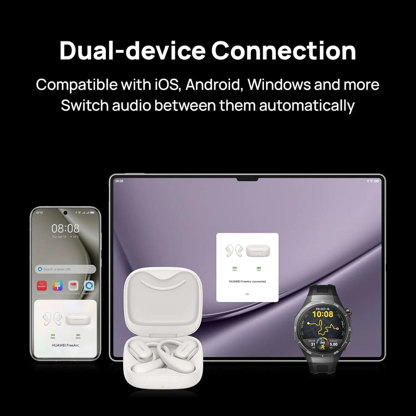 HUAWEI FreeArc Open Headphones, Incredible Sound, IP57 Water Resistance, up to 28 Hours, Sports Headphones Bone Conduction