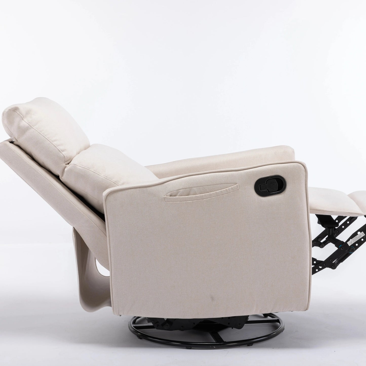 Cotton Linen Fabric Swivel Rocking Chair Glider Rocker Recliner Nursery Chair With Adjustable Back And Footrest For Living Room