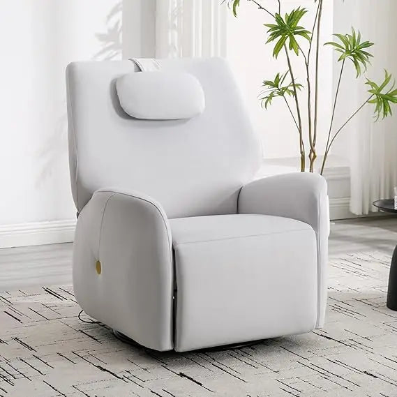 Nursery Swivel Glider Rocker Chair, Power Reclining with Adjustable Headrest and USB Ports
