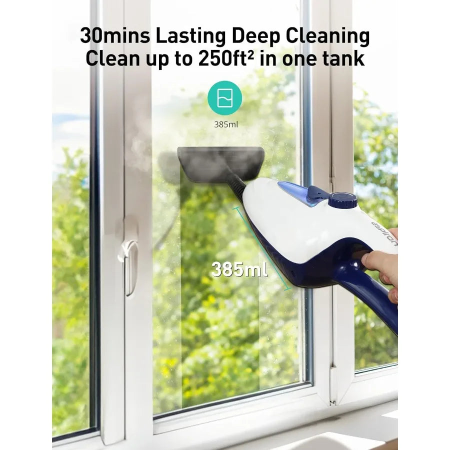 12-in-1 Steam Mop Fast 15-Sec Heat-Up 1500W Detachable Handheld Steam Cleaner with 2 Dirt Grip Pads Removes 99.99 Stubborn Stai