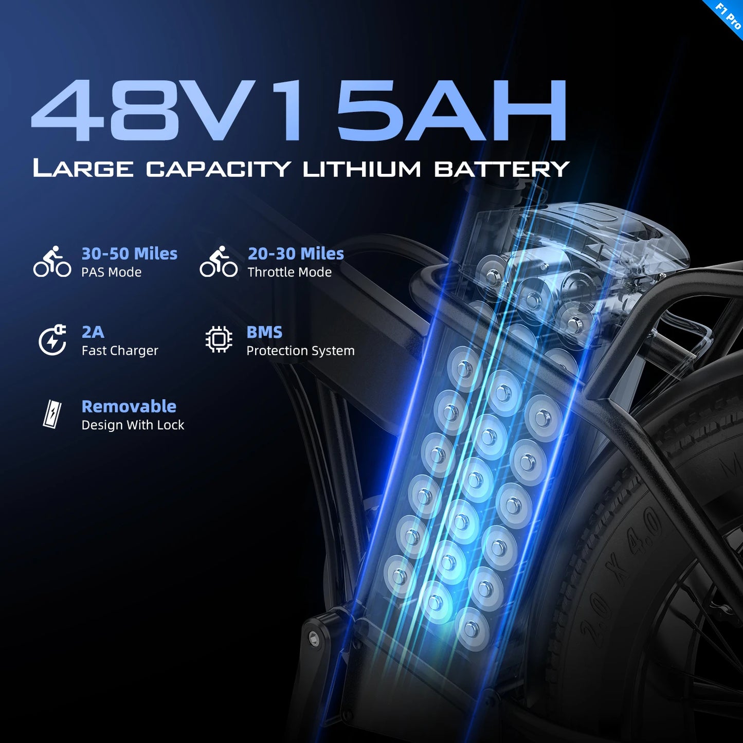 UNIBIKE F1 PRO E-Bike 748W Motor 48V15AH Removable Lithium Battery Dual Hydraulic Brake Electric Bike 20*4-Inch Fat Tire E-Bike