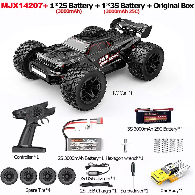 MJX Hyper Go 14207 1/14 RC Car Dual Car Shells 4WD Off-Road Racing Truck Brushless 2.4G Remote Control Car Toys As Gift