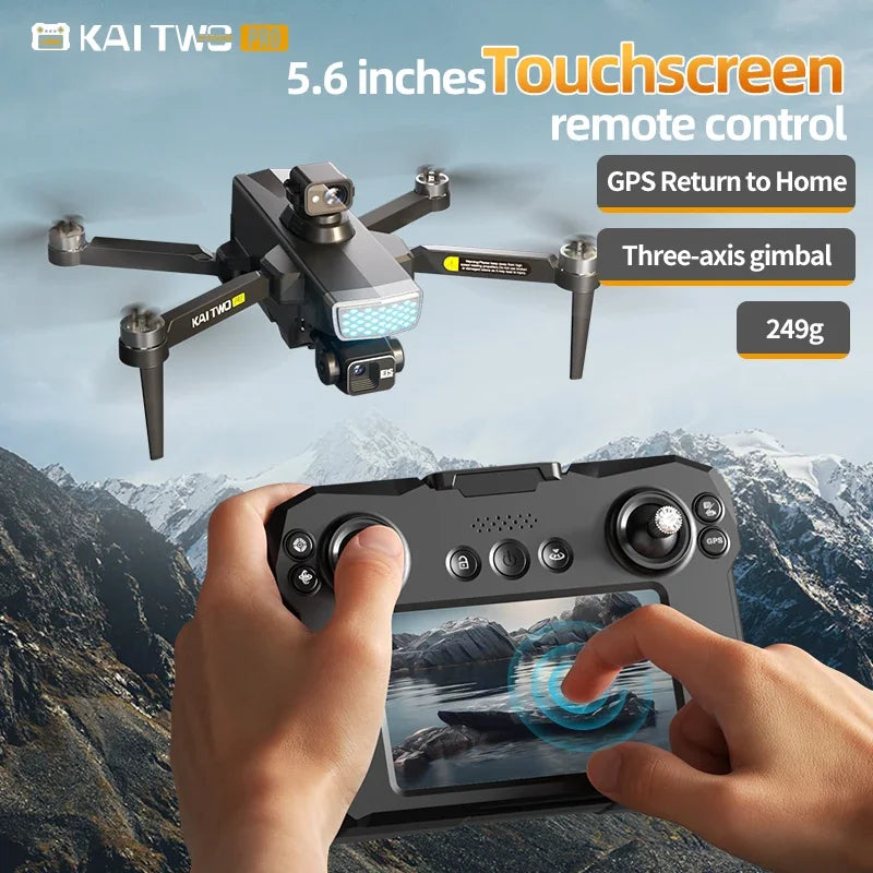 KAI TWO drone 5.6-inch touch screen three-axis gimbal 4K 360° all-round laser obstacle avoidance GPS positioning brushless motor