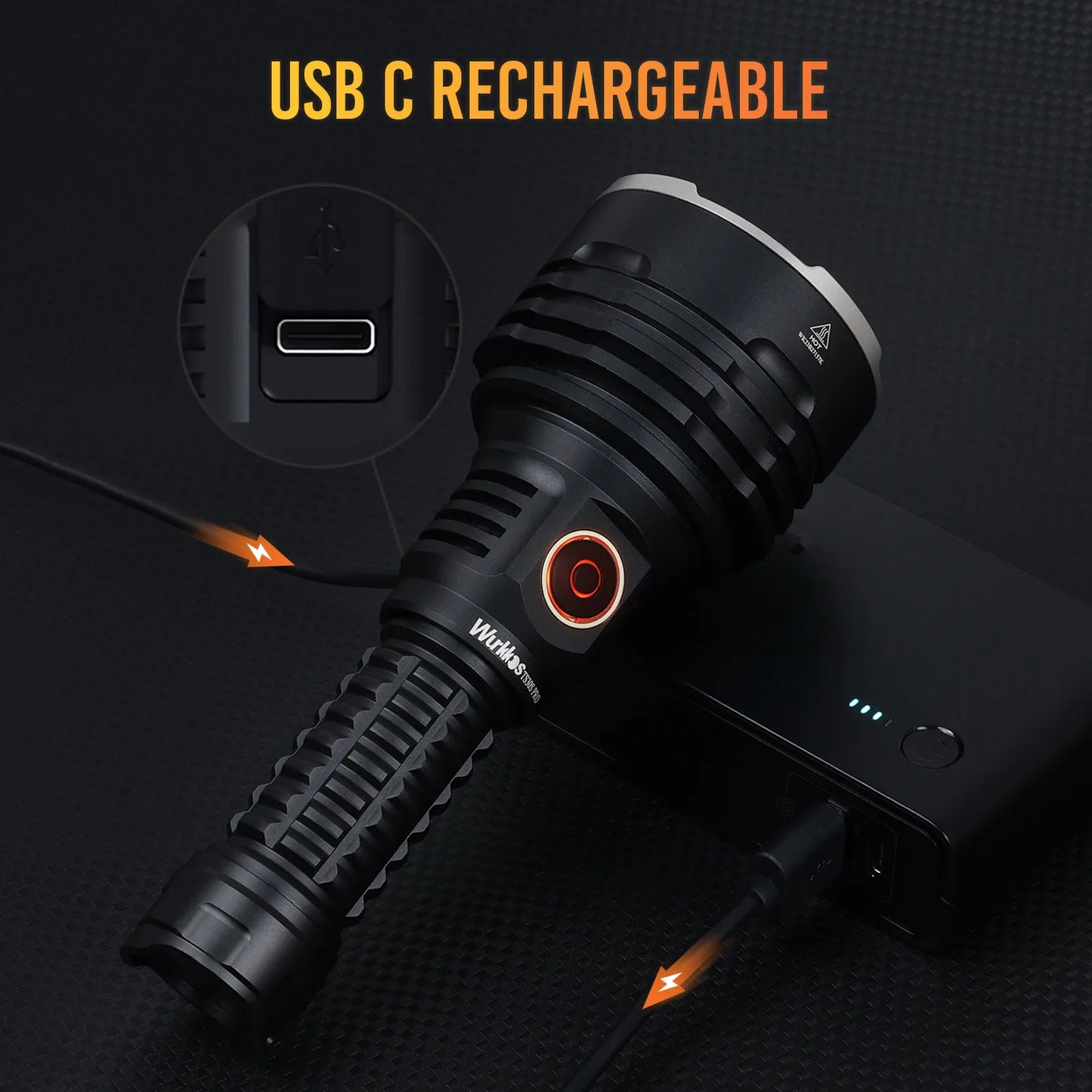 Wurkkos TS30S Pro 21700 Rechargeable Tactical Flashlight LED USB-C Powerful Torch MAX 1086M IP68 Waterproof Anduril 2 Power Bank