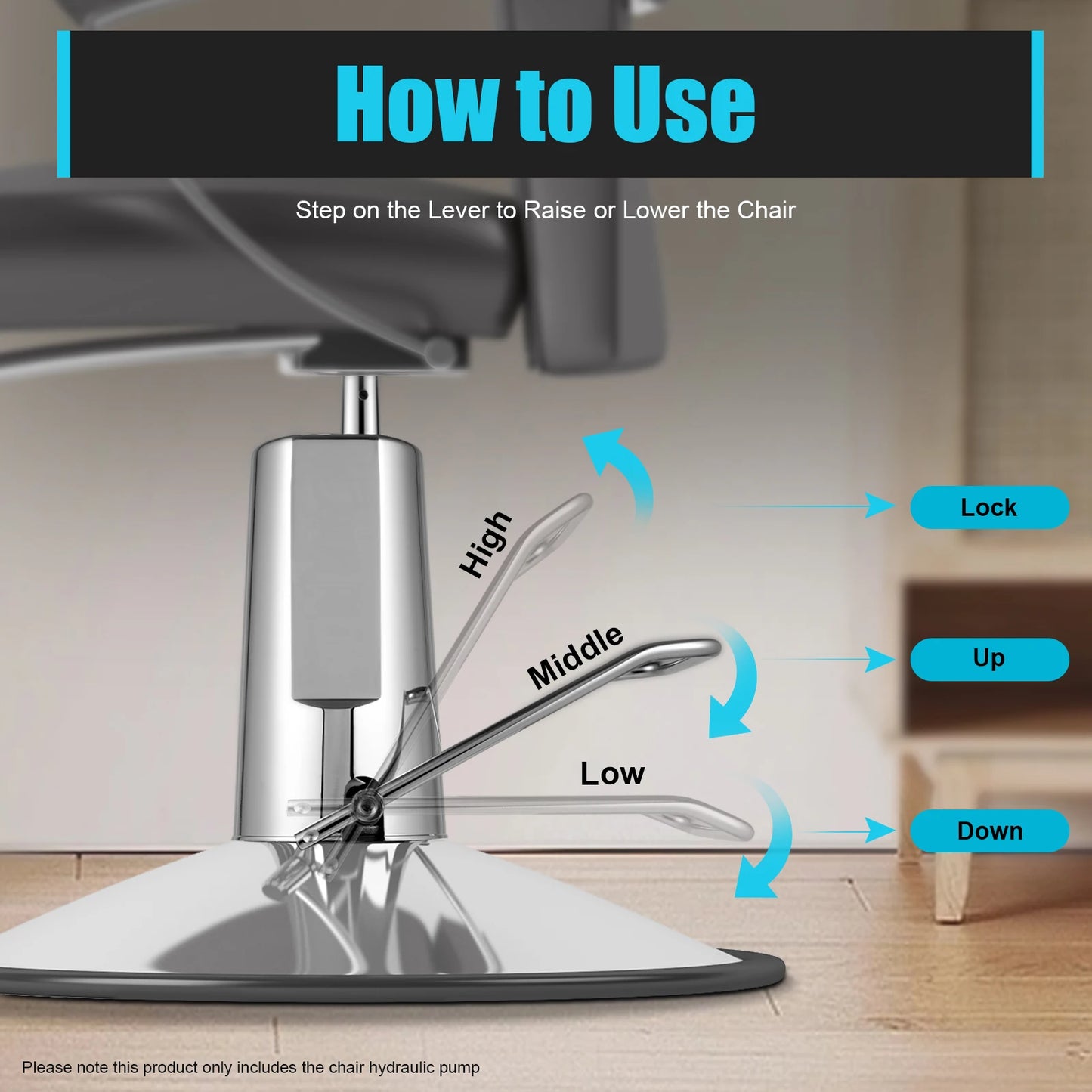 11cm/4.3in Chair Hydralic Pump Replacement Adjustable for Barber Salon Office, Universal Base Diagonal Hole 115mm/4.53in