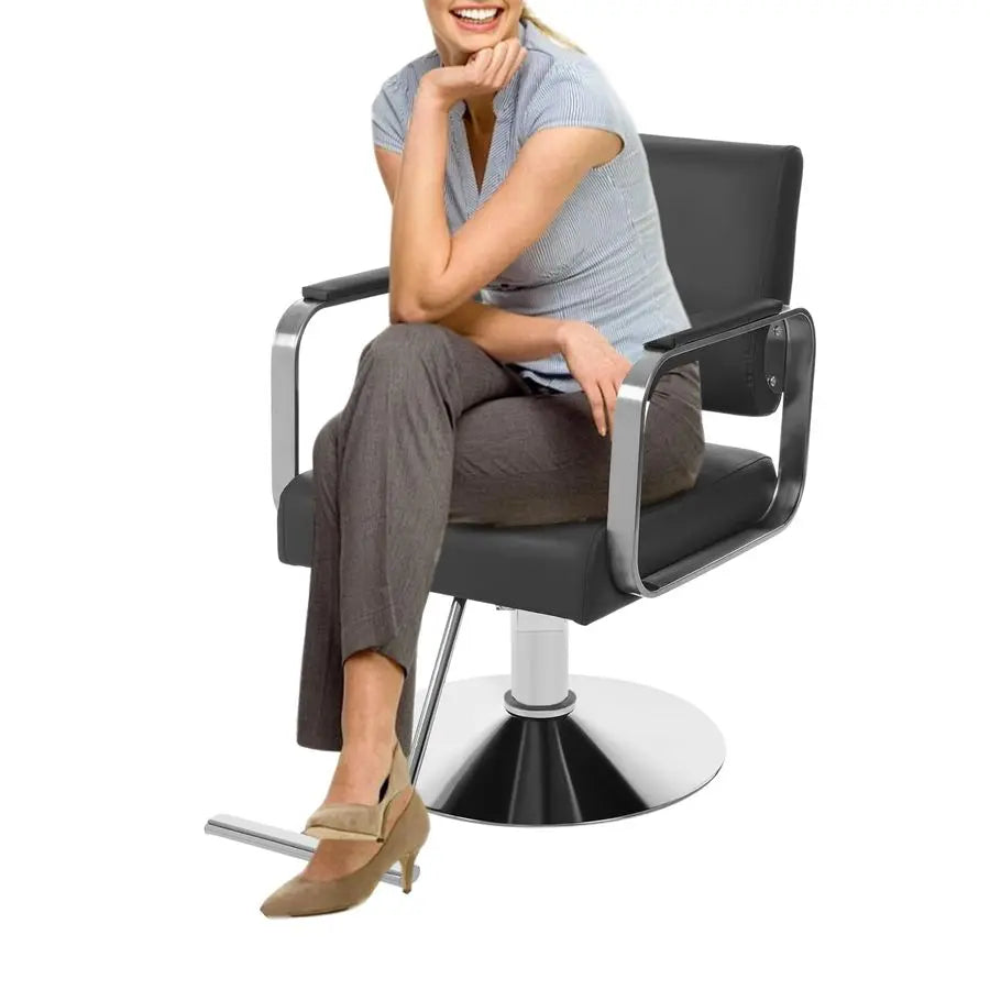 Barber Salon Chair with Hydraulic Pump, 441lbs Heavy Duty Salon Chair Leather Seats Beauty Spa Hair Styling Chairs, 360 Rotatabl