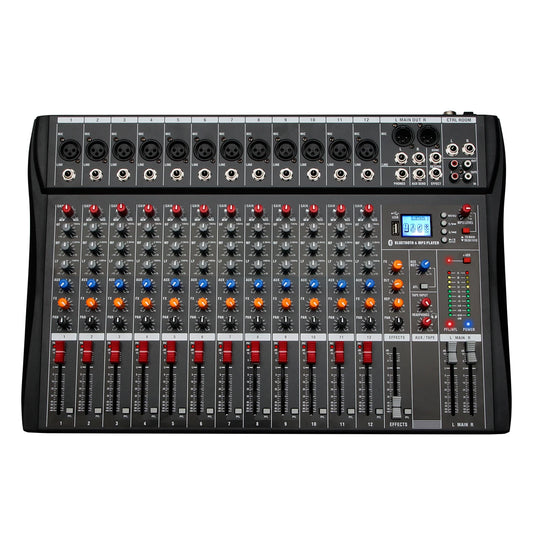 DEPUSHENG DX12 Professional Audio Mixer 12 Channel Studio Audio Console USB MP3 Input 48v Phantom Power DJ Console