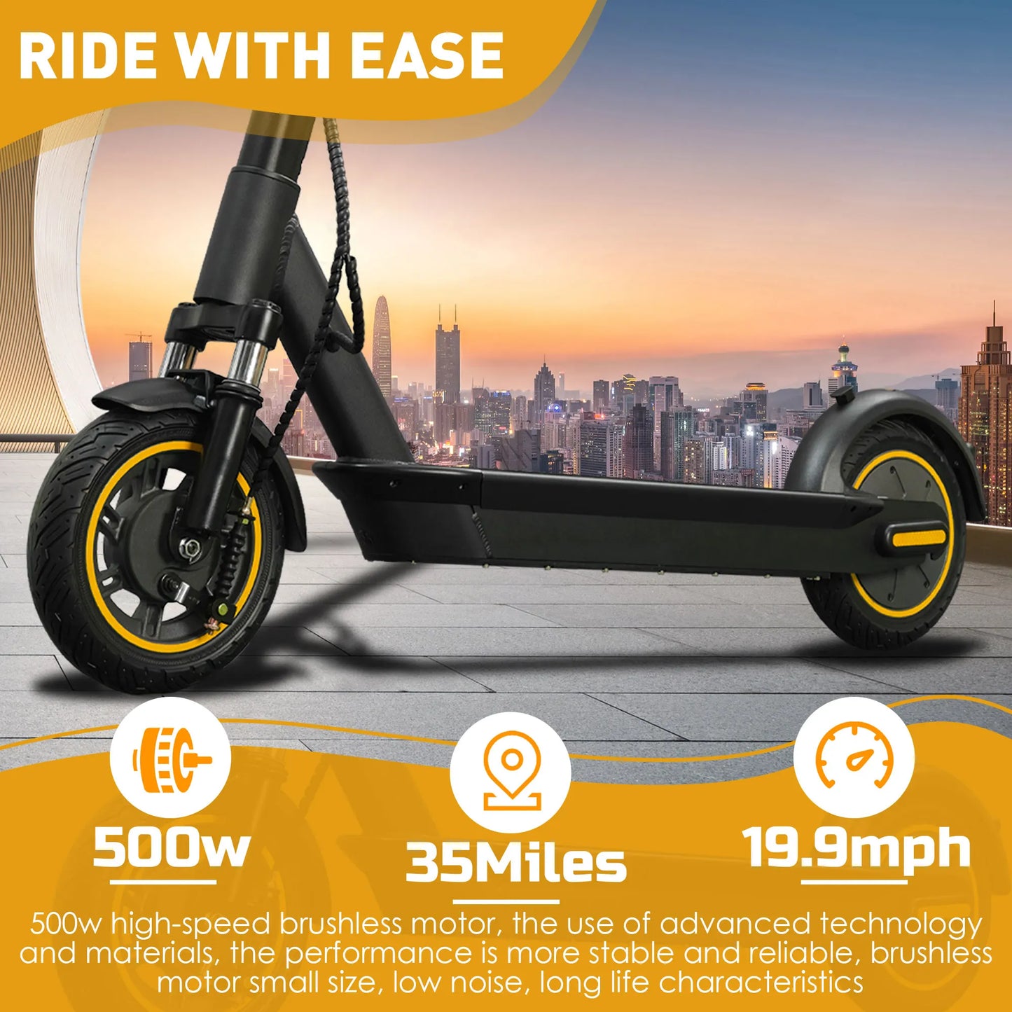 HEZZO G30 Electric Scooter for Adults 500W Motor 36V 15Ah Battery Folding Escooter 10 inch Tire City E-scooter APP