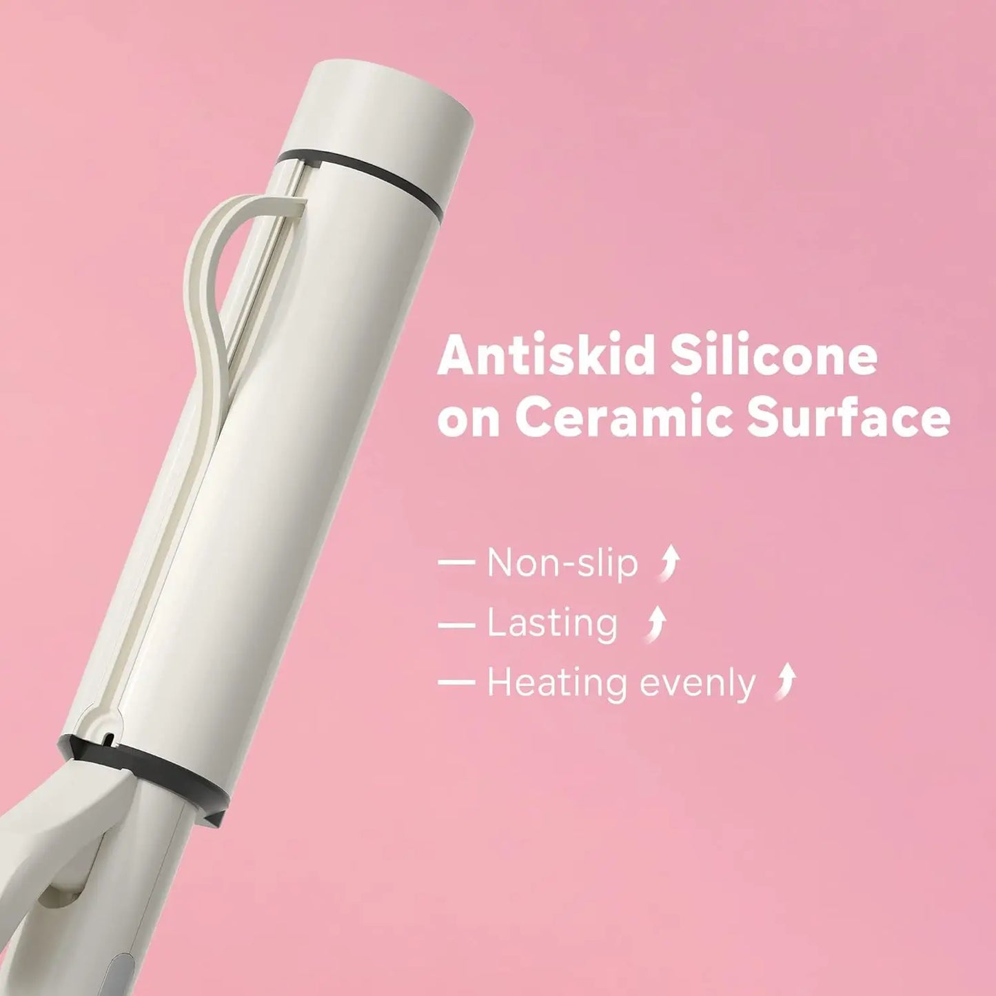 1.5 Inch Extra Large Curling Wand for Long Hair - Ceramic Tourmaline Barrel with 40000000 Negative Ions, 2 Clips