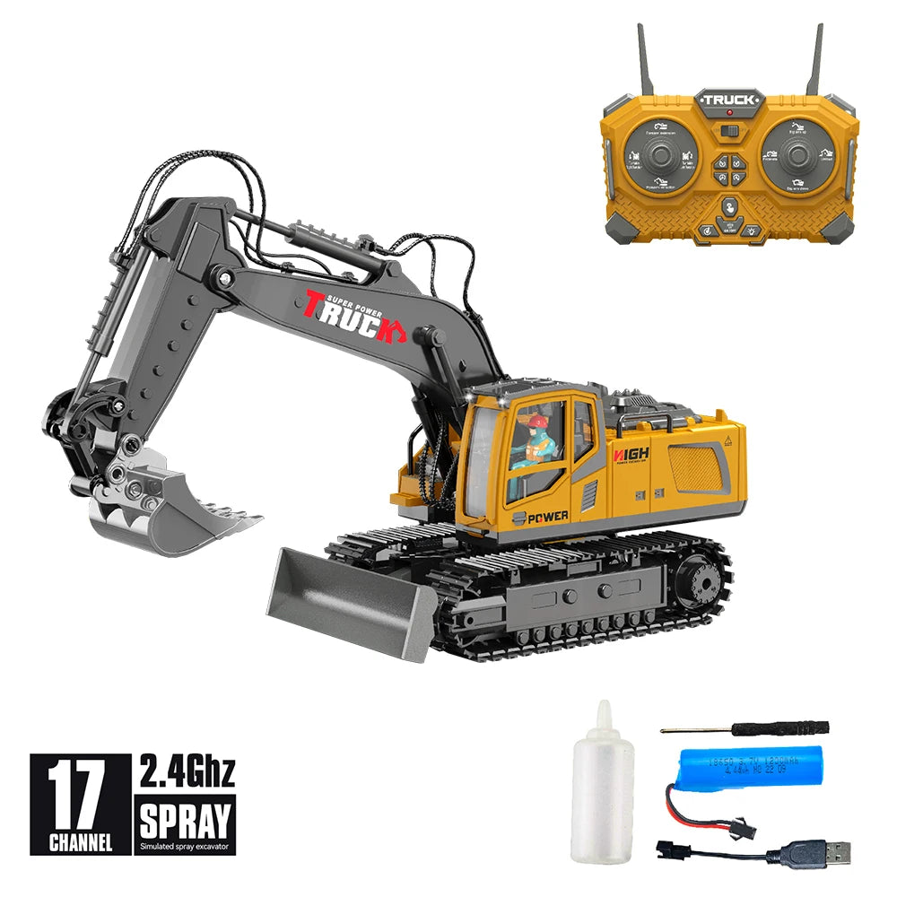 1/18 RC Truck Remote Control Excavator Car RC Excavator Simulation Alloy Electric 17CH Engineer Toy for Kids Boys Birthday Gift