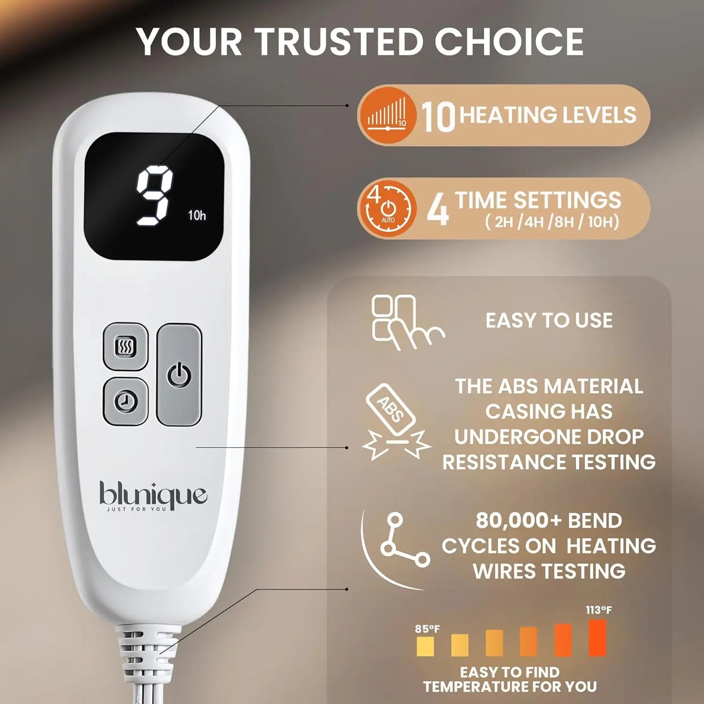 Cow Print Electric Heated Throw Blanket with 10 Heat Levels, Auto Off, Washable Fleece Sherpa, 50x60 Inches