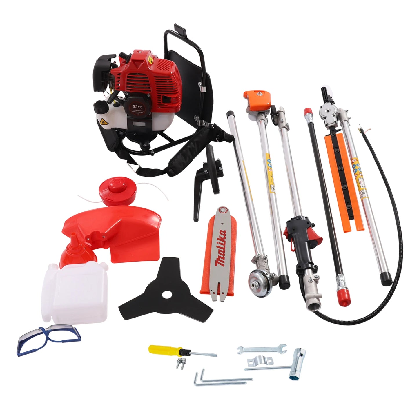 CNCEST 52cc Backpack Gas Lawn Mower Weed Wacker Tool Kit