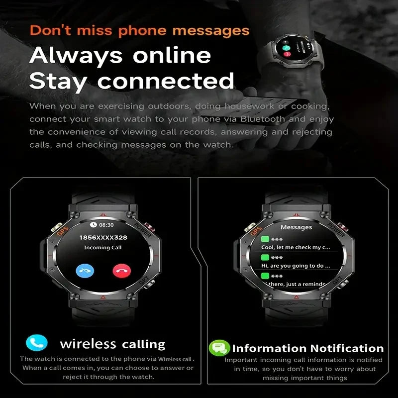 SENBONO GPS Smart Watch Men Built-in GPS Bluetooth Call AI GPT Fitness Tracker Waterproof Military Sport Smartwatch for Men