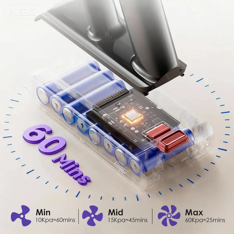 55kPa 650W Handheld Vacuum Cleaner Wireless Cordless Vacuum Cleaner Suction Powerful LED Display Dust Cup 1.2L For Smart Home