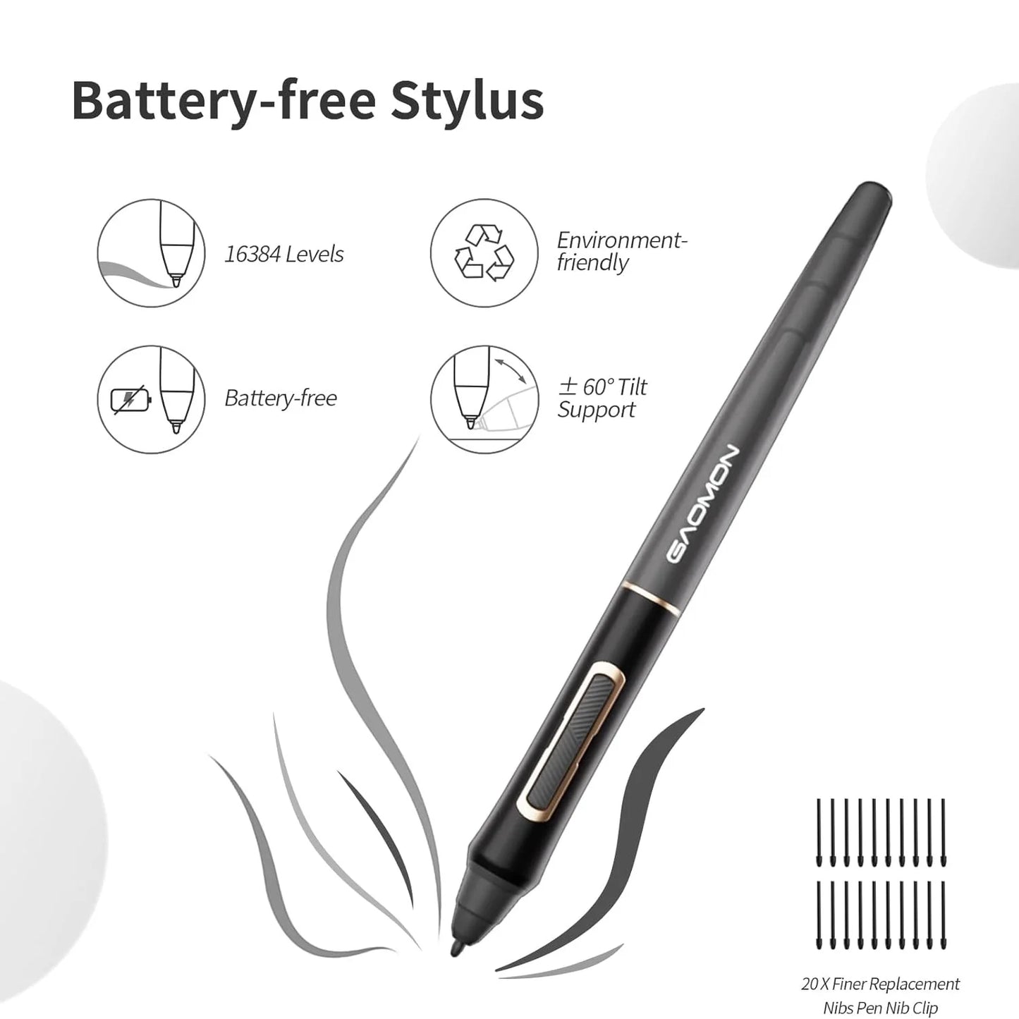 GAOMON WH851 Wireless Graphics Tablet Bluetooth 5.0 Connection 16K Levels Pen Pressure 8x5 Inch Drawing Tablet Android Supported