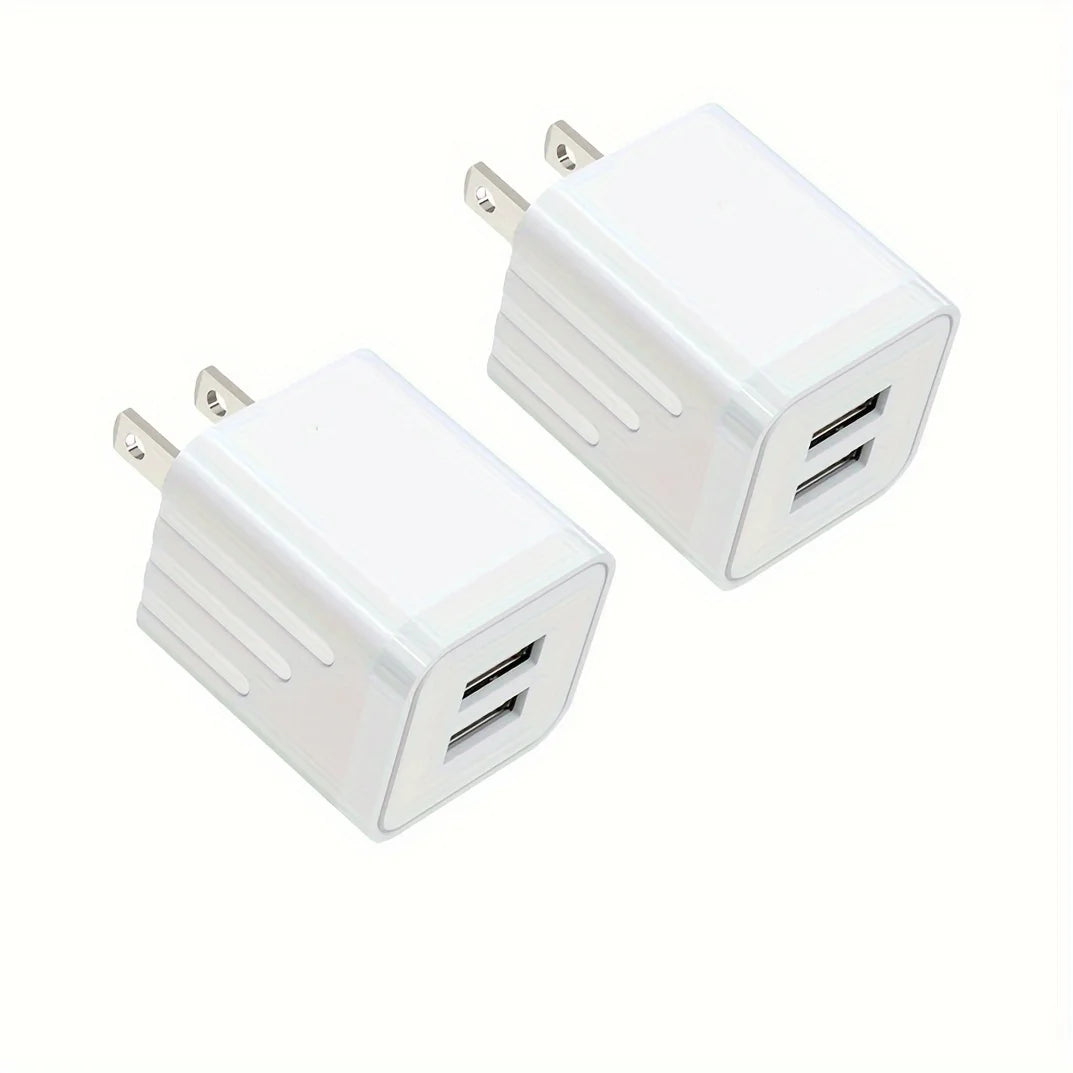 2.1A Dual Port USB Plug Power Adapter Charger Block Plug Cube For IPhone 15/14/13/12/Pro/Pro Max/Xs/XR/X/8, Galaxy S22 S21