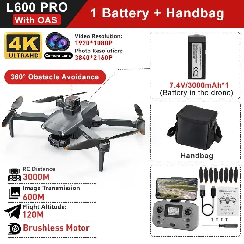 LYZRC Dron L600 Mini Drone 4K Professional HD Camera 3-axis gimbal Optical Flow Brushless Laser Obstacle Avoidance RC Quadcopter