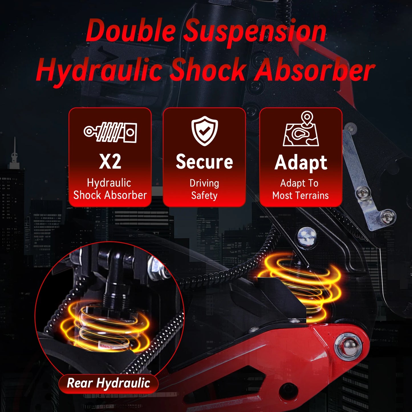 J15 Adult Electric Scooter 1600W Motor, 11-Inch Off-Road Tyres, 48V18AH Battery, Max Speed 31mph, Range 27-30 Miles, US Stock