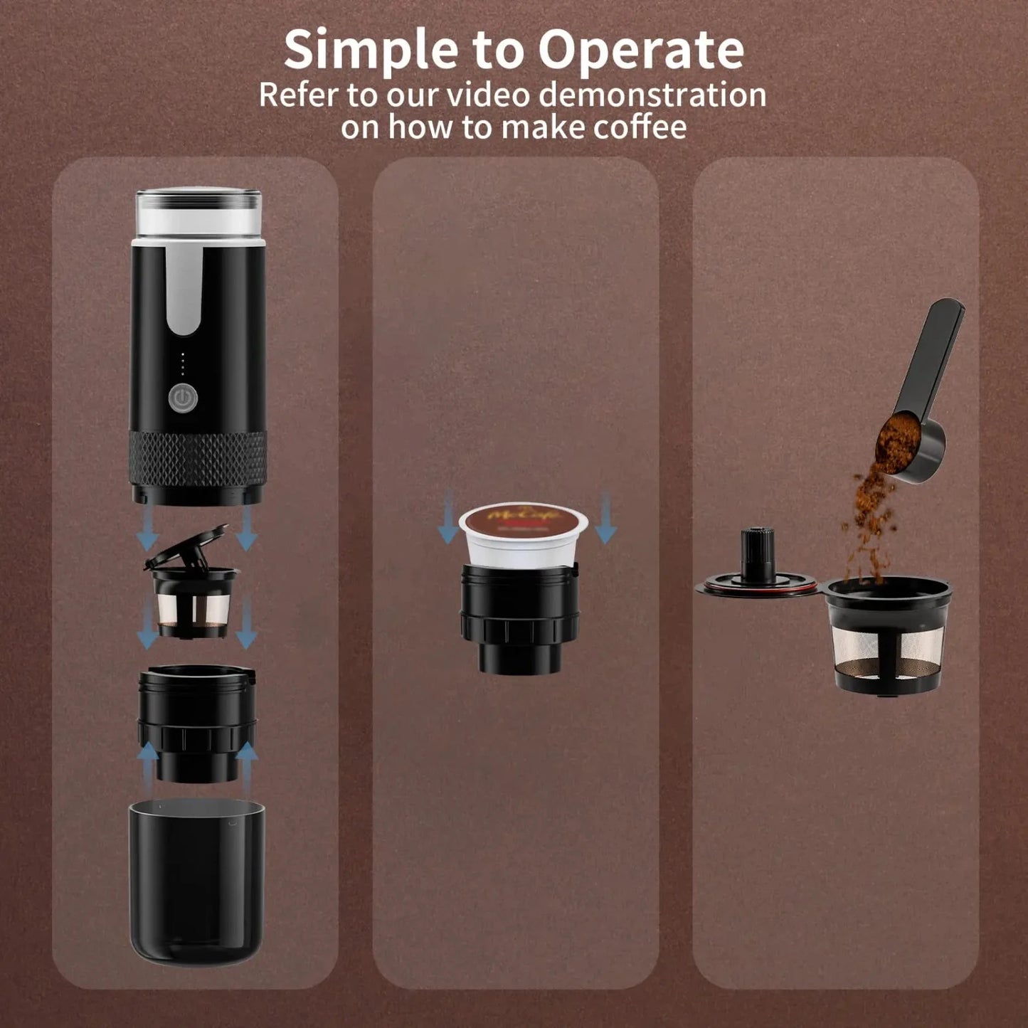 2023  Portable Coffee Machine Coffee Maker  Capsule Ground Coffee Brewer Fit For Coffee Powder and Coffee Capsul