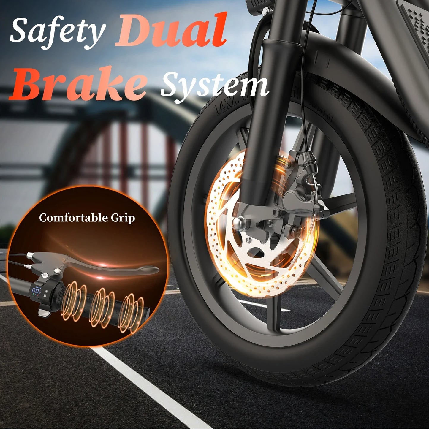 LADPED LPBS 500W 14inch Electric Bicycle 10.4AH Battery 28Miles Max Range 21MPH Max Speed Shock Absorption Foldable Adult Ebike