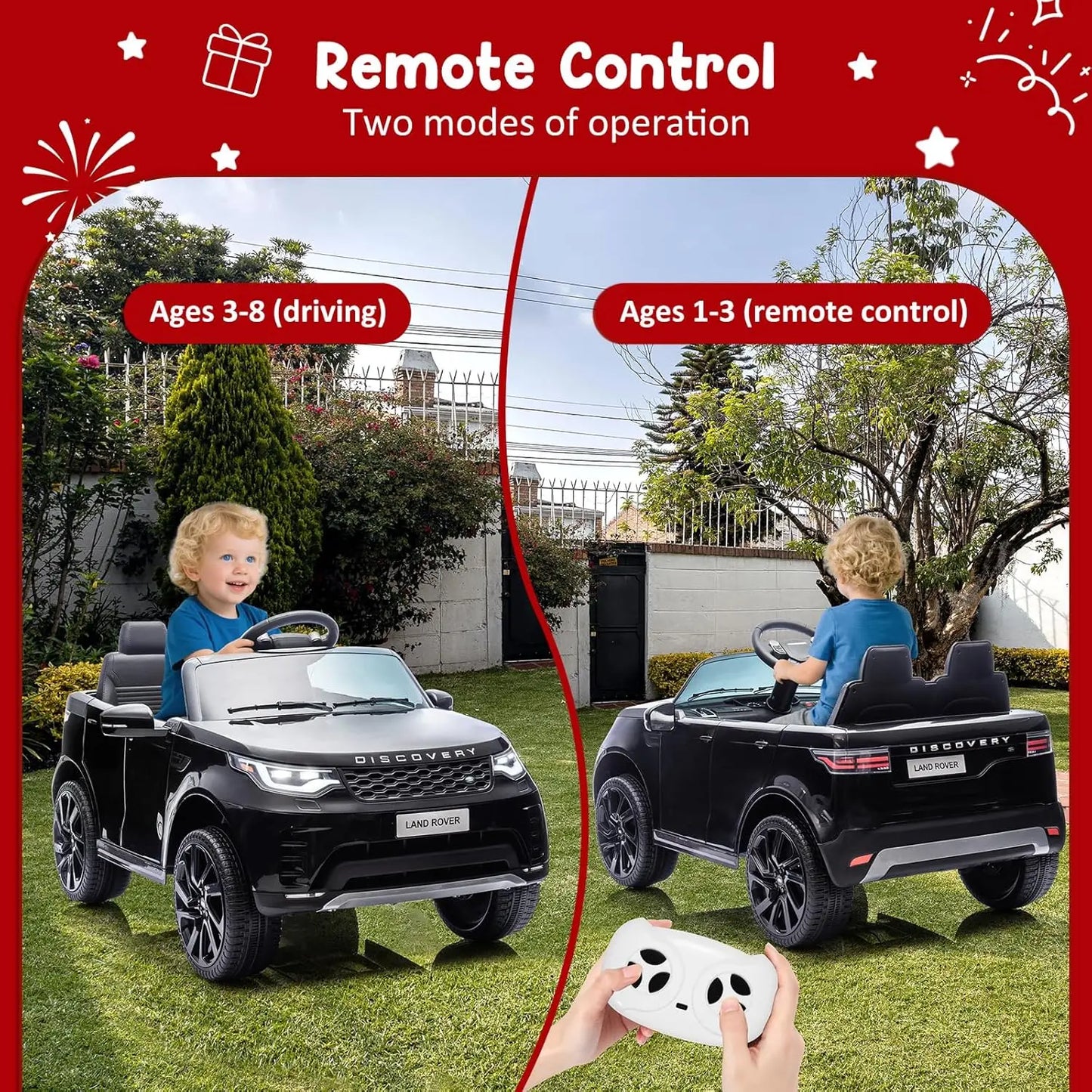 12V Licensed Land Rover 2 Seater Ride on Car for Kids with 2.4g Remote Control Double Doors LED Light 2.8 MPH Max Speed
