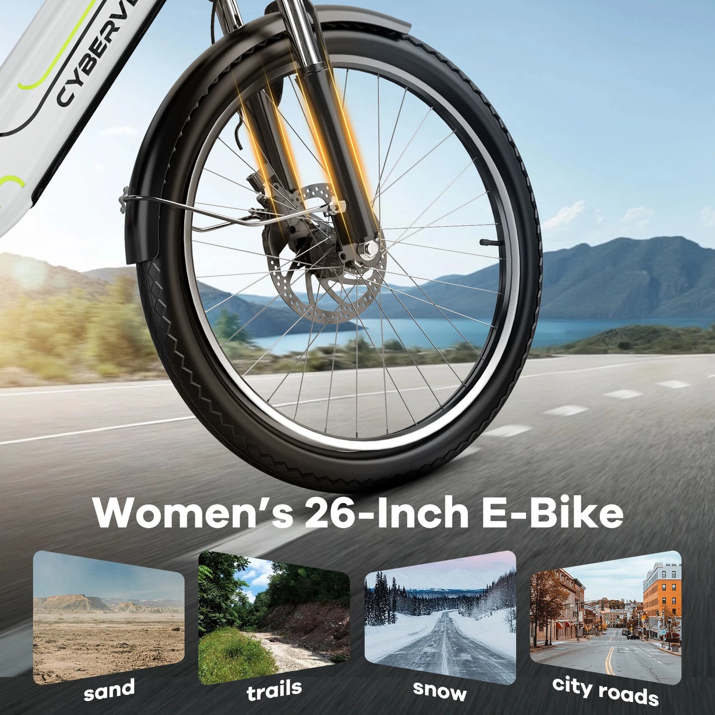 26" Electric E Bike with 7-Speed,1000 Peak Electric Bike for Adults,up 80 Miles Removable Battery Ebike, Adult Electric Bicycles