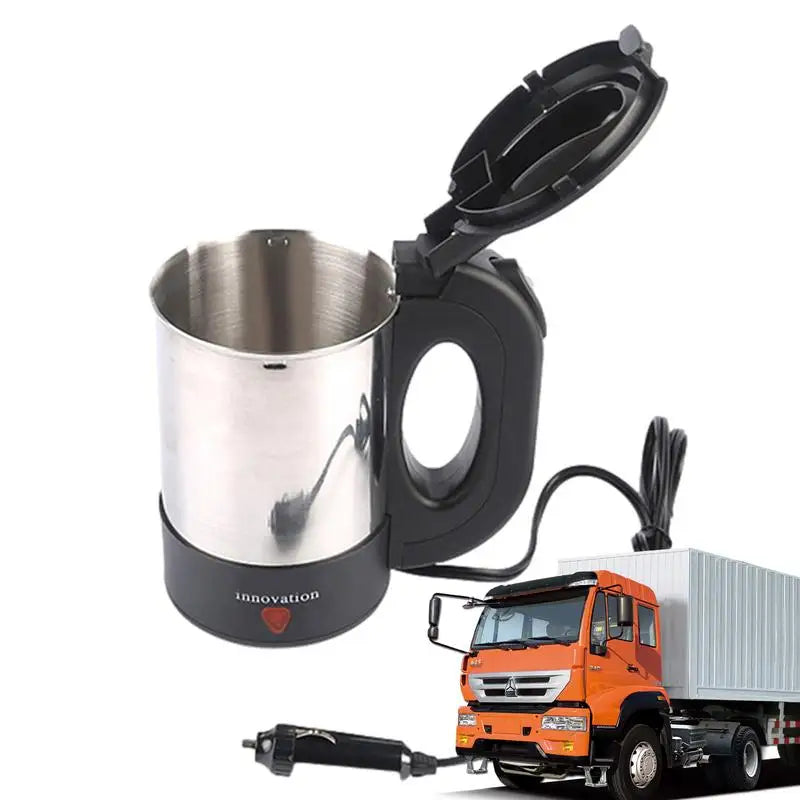 Car Kettle Truck Electric Water Heater Truck Stainless Steel Car Coffee Mug Heated Water Cup Pot Bottle 12V/24V For Travel
