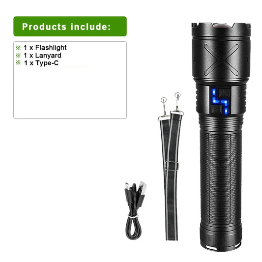 2026 New Ultra Bright LED Flashlight USB Rechargeable Zoom Flashlights Long Range 6000M Tactical Torch Camping Fishing Work Lamp
