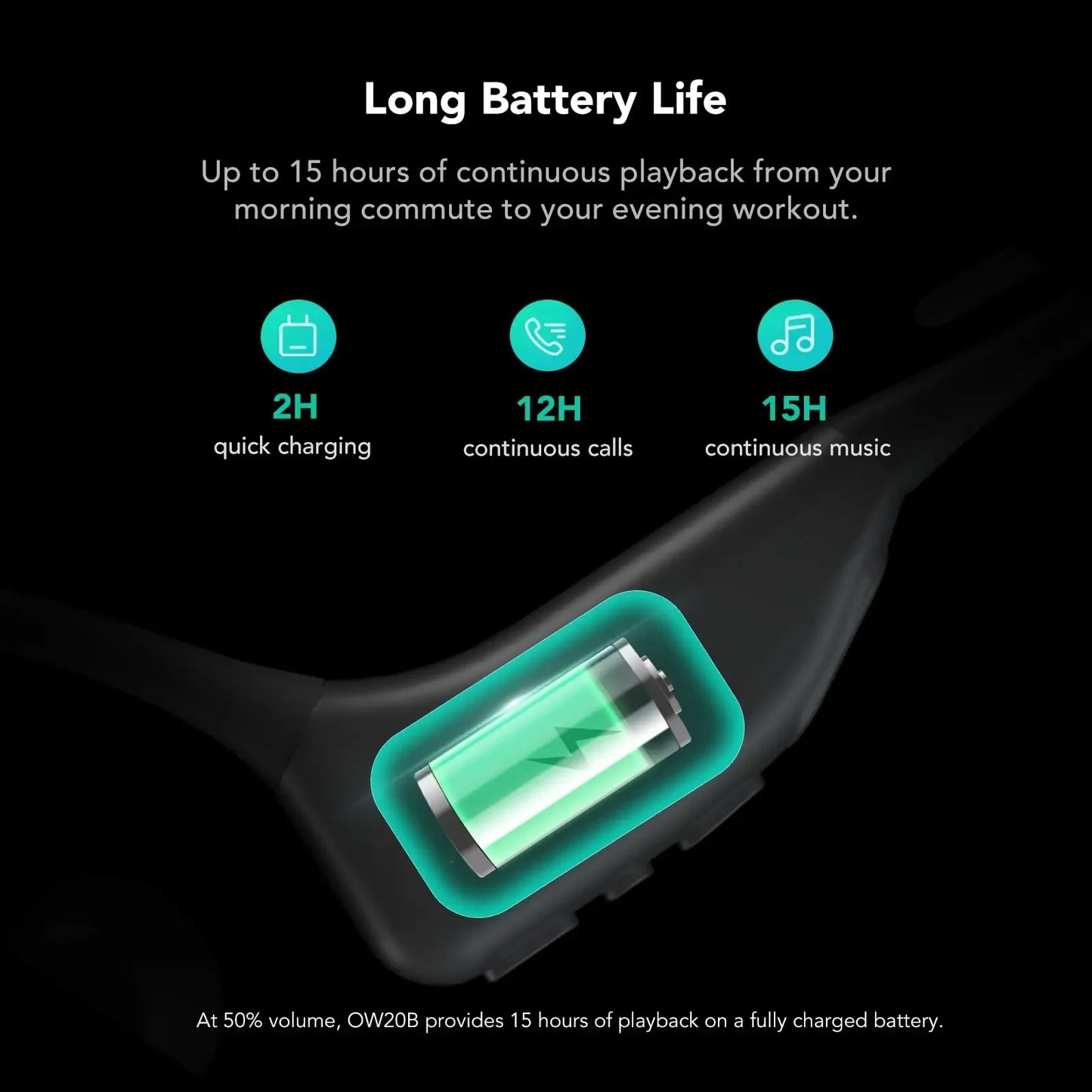 OW20B-C Wireless Open Ear Headphones Noise Cancelling Microphones For Office Work,Bluetooth 5.3 Multi-Point Connection