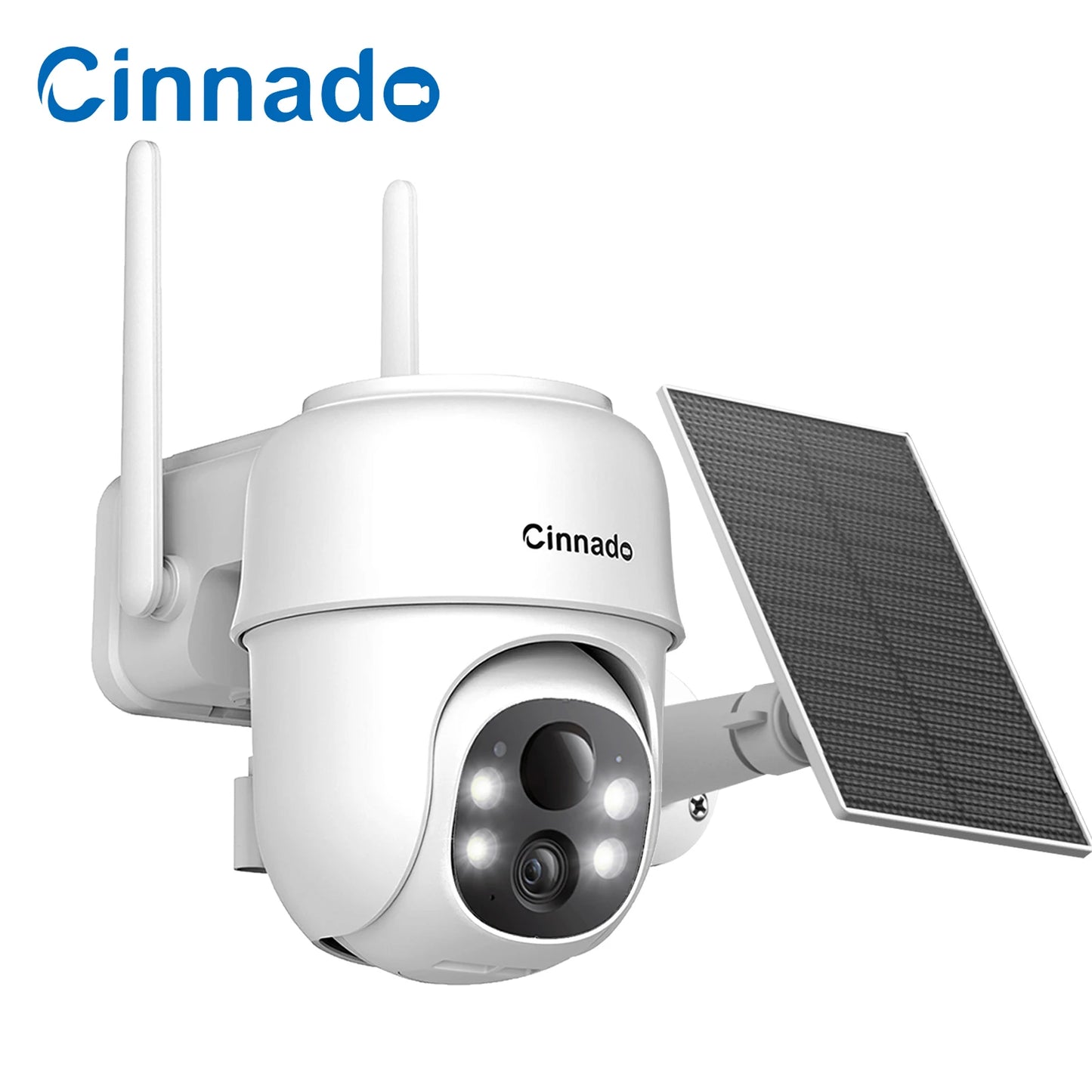 Cinnado 2K Solar/Battery Powered Cameras for 360° Home Security, 2.4G WiFi Outdoor Camera Wireless, Human Detection