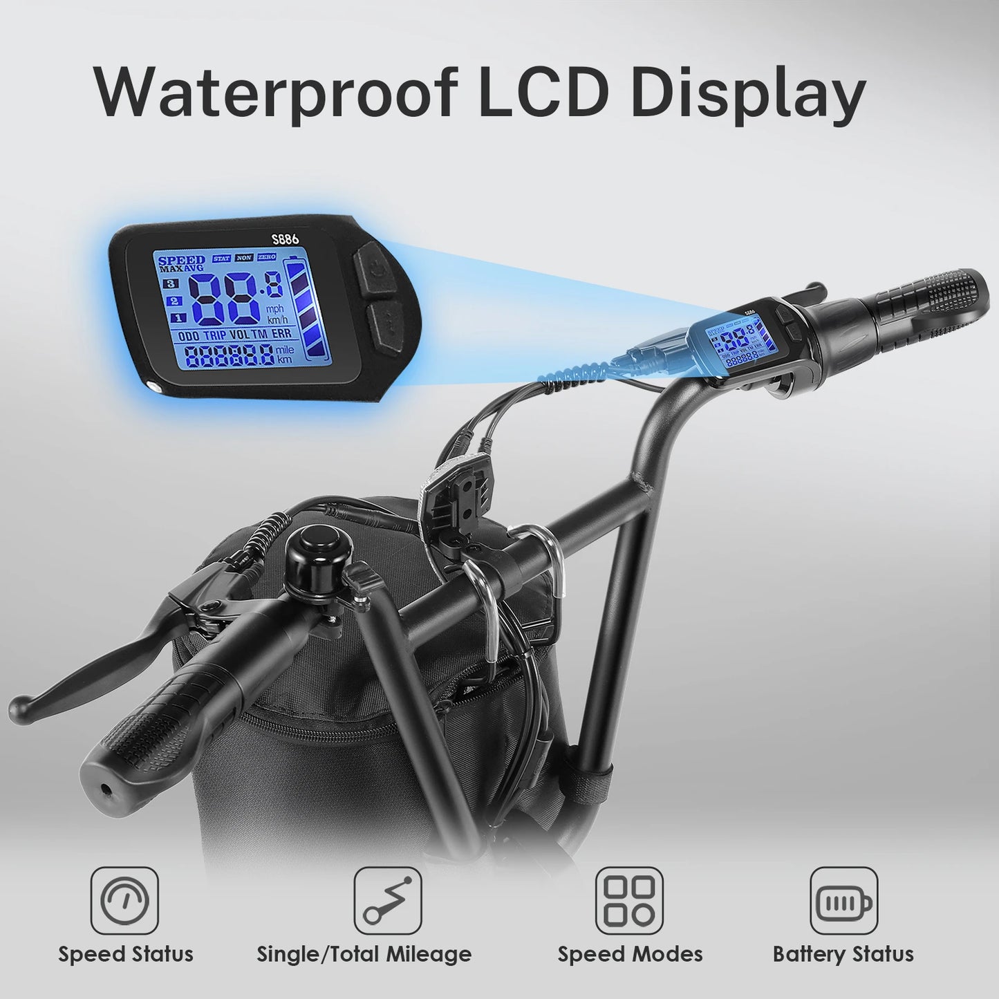 Peak 819W Folding Electric Scooter Adult E-Scooter Up to 30Mile& 20MPH Electric Bicycle For Commuting With Basket AdjustableSeat