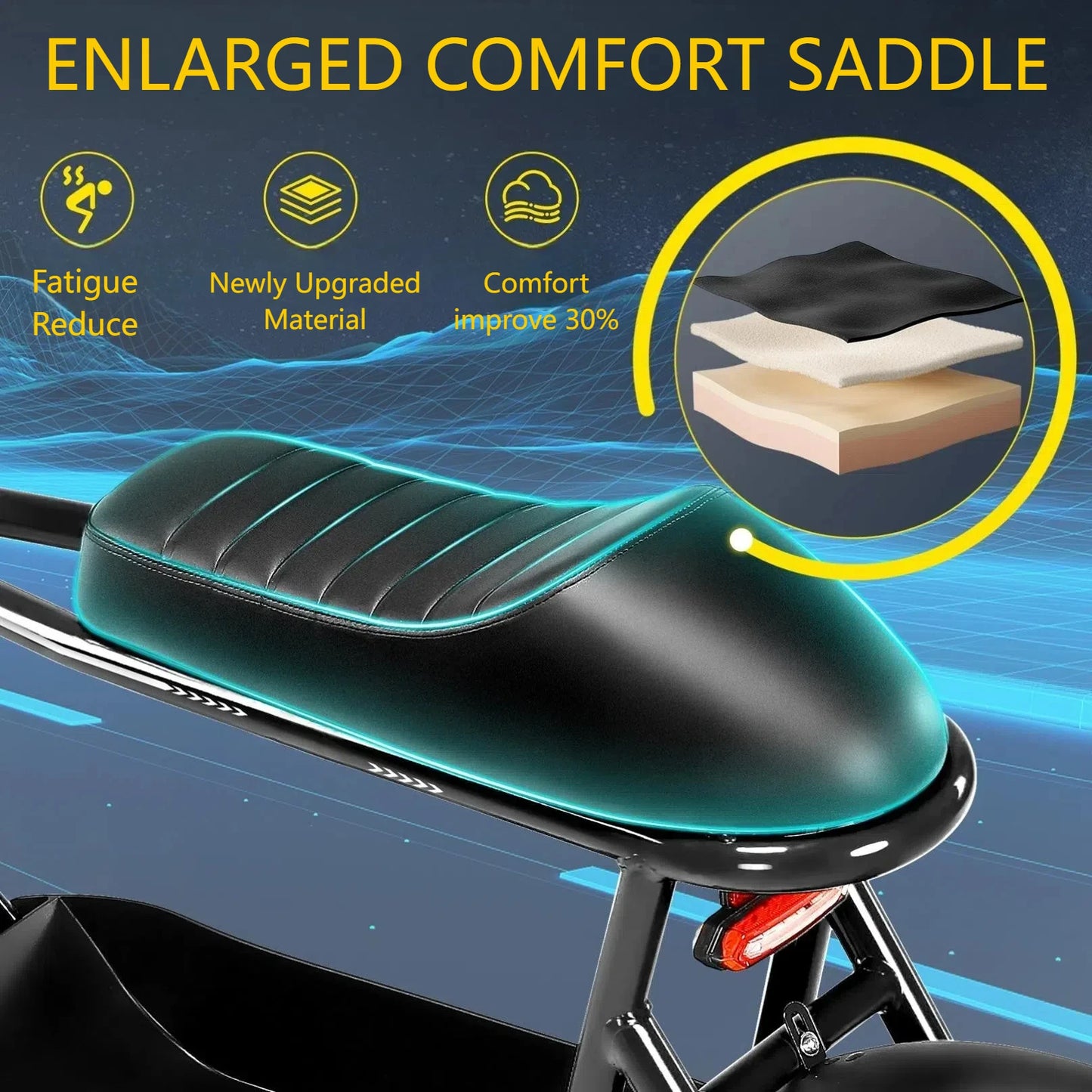 Peak 819W Electric Scooters with Seat for Adults, 16" Fat Tire for All-Terrain, Commuter Ebike for Teens, with Carry Basket