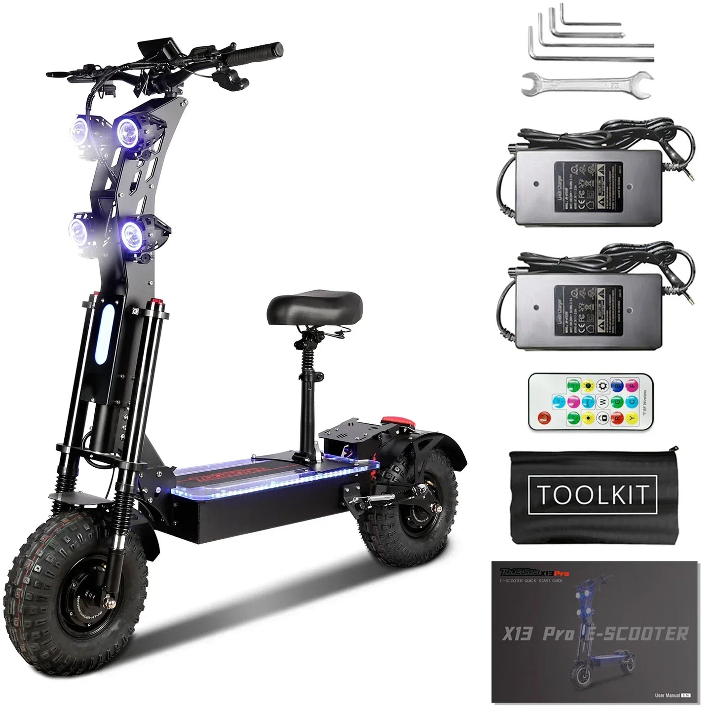 TOURSOR X14 5000W*2 Dual Motor Electric Scooter For Adults 72V35Ah Battery E-Scooter 14" Off-road Tire Foldable Road EScooter