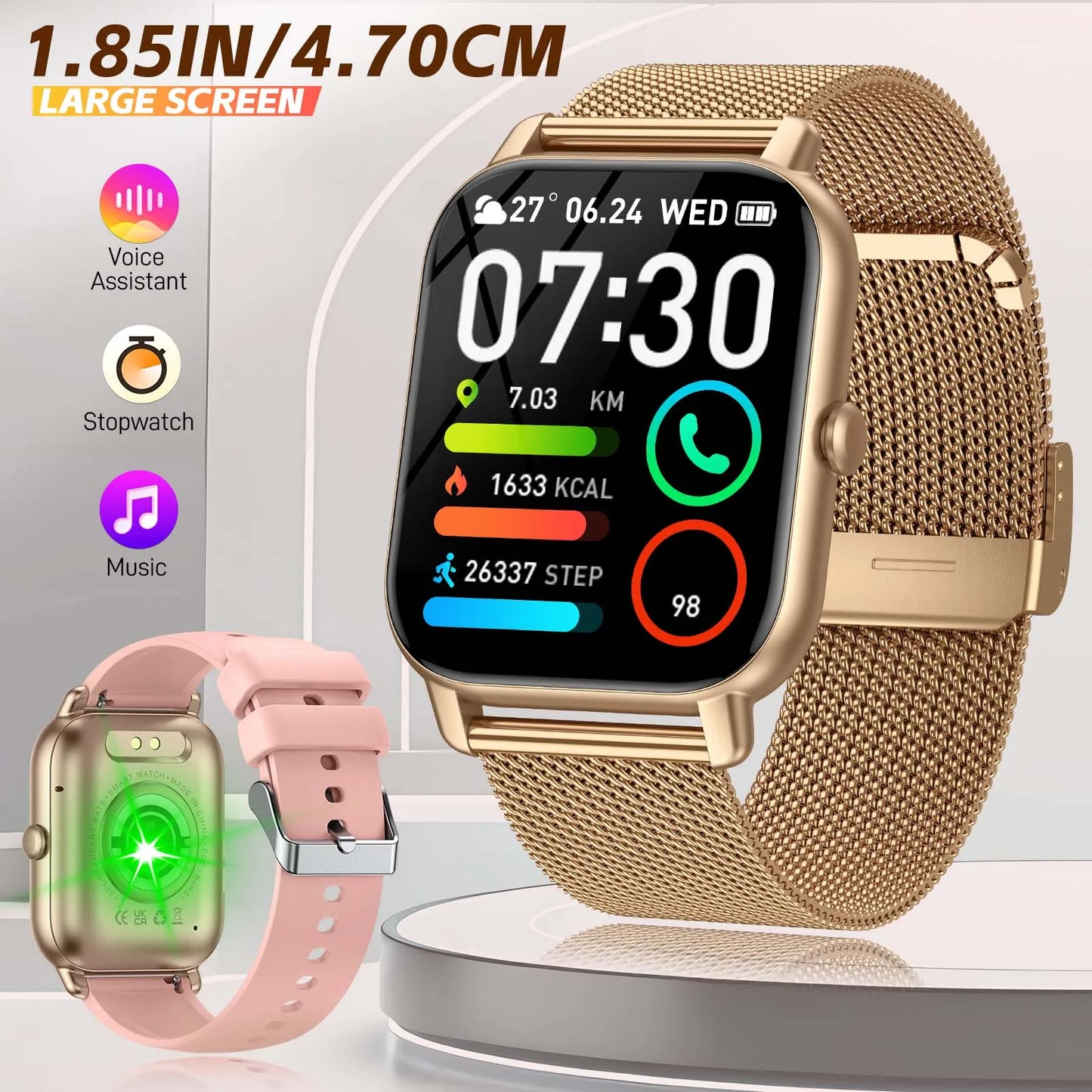 LaNikar New Smart Watch For Women P66D 1.85" TFT Health Monitoring IP68 Waterproof Bluetooth Call Multifunction Fitness Tracker