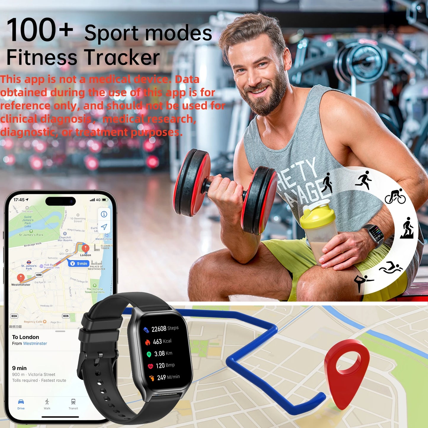 New Upgraded Smart Watch For Men And Women - Wireless Calling, Multi-Sport Mode, Call/Message Reminders, APP Notifications
