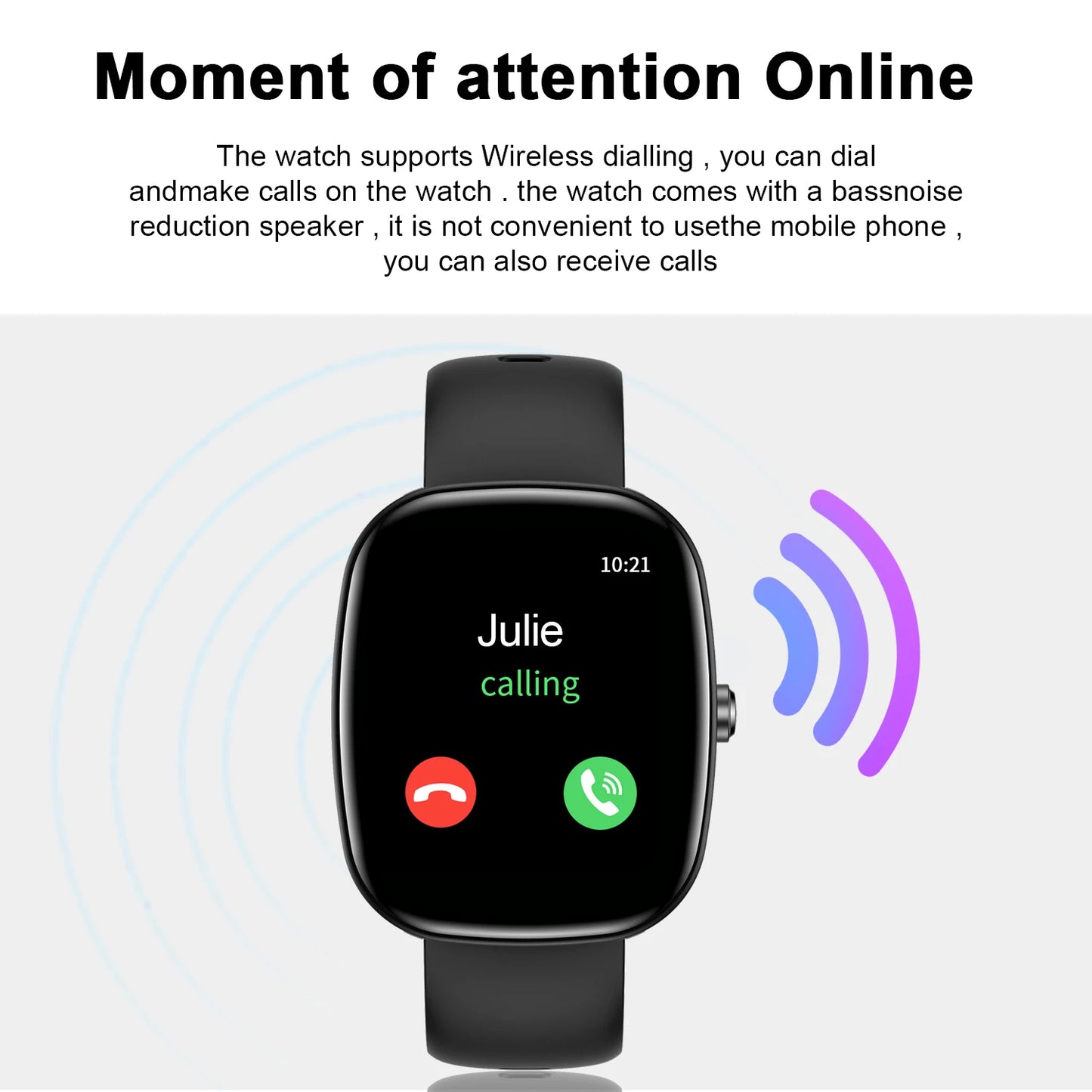 Multifunctional smart watch, wireless calling, call reminder/rejection, custom dial, music playback, unisex sports watch