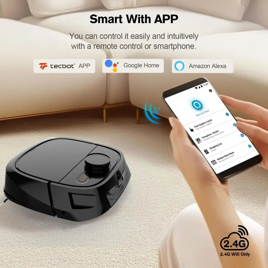 Robot Vacuum and Mop Combo Robotic Vacuum Cleaner for Pets Home Mapping LiDAR Navigation, 6000Pa Suction, Smart NoGo Zone, App a