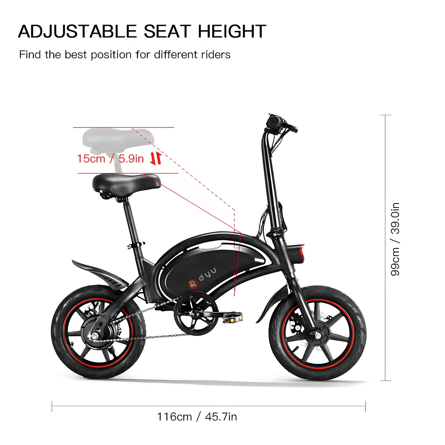 DYU D3F Adult Electric Bicycle, 250W city ebike, 36V 10AH E-bike, 14  Tire Foldable Electric Bike