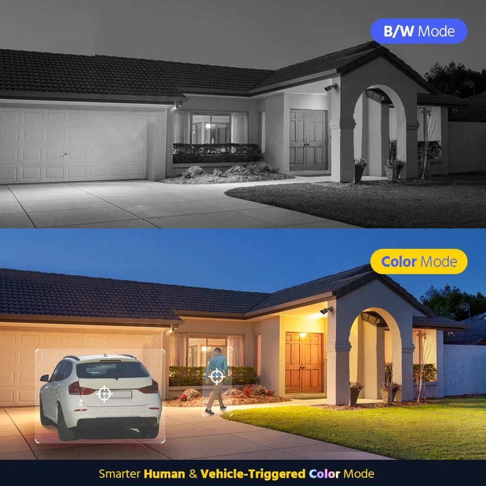 ANNKE 5MP Smart Light Video Surveillance Cameras 5MP Bullet Cameras Audio Recording Outdoor Weatherproof Security Cameras