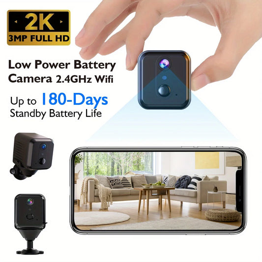 3MP HD video Wifi Camera,Wire-free smart security samera,Mini Nanny Cam Wireless Works with PIR motion detection,night vision,