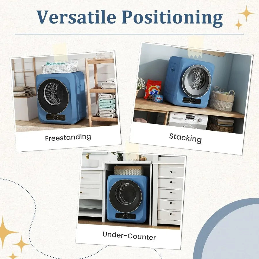 1.5 Cu.Ft Compact Portable Electric Clothes Dryer with Stainless Steel Drum and Simple Control Knob for Efficient Tumble Drying