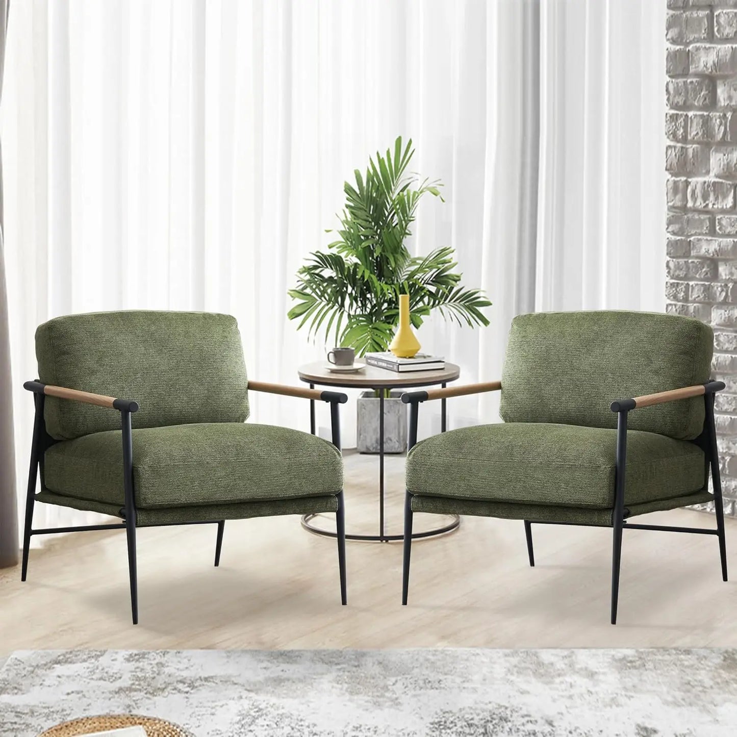 Accent Armchair Lounge Chair Chenille For Living Room Mid Century Modern Accent Chair Club Chair For Reading Room Metal Leg