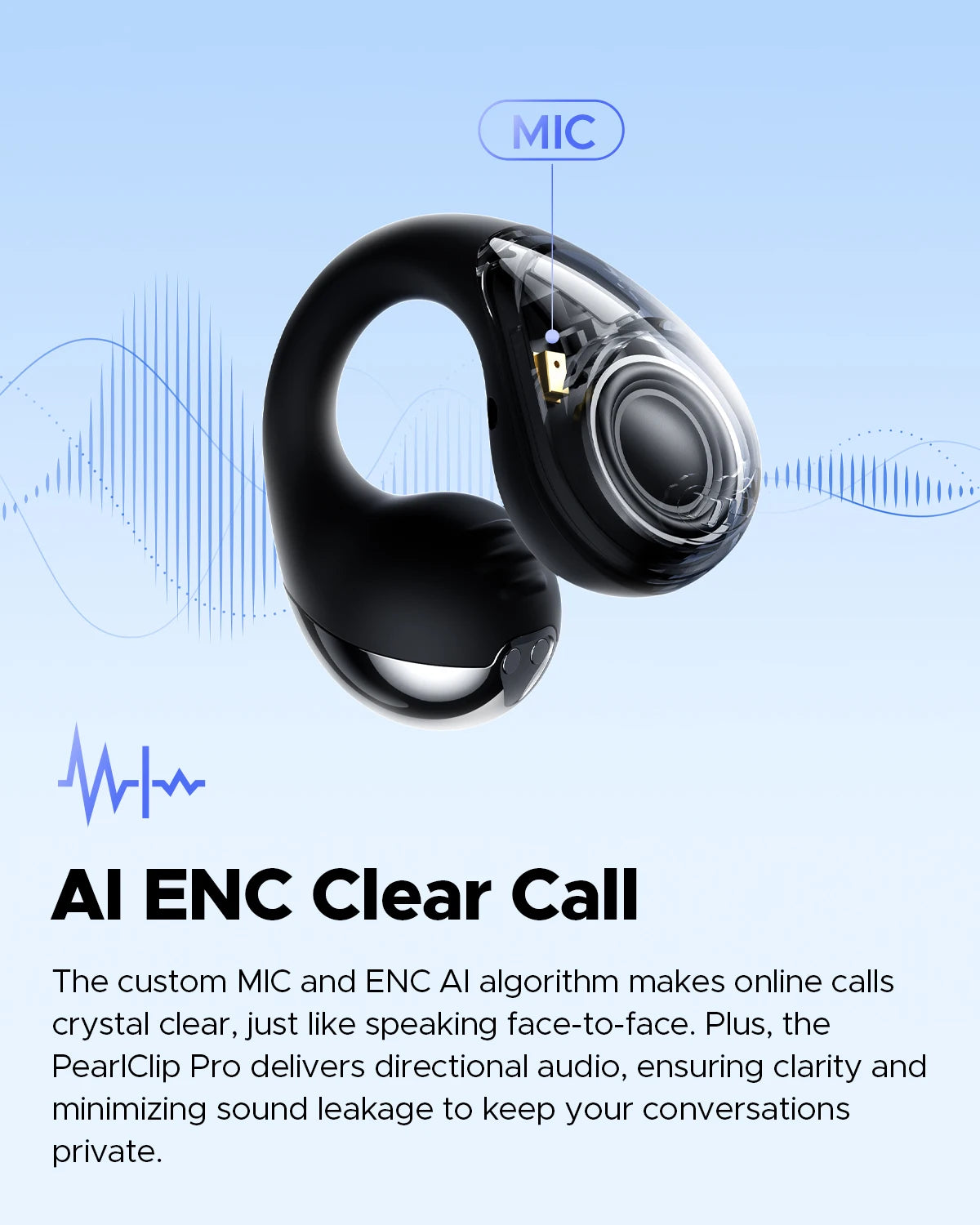 SoundPEATS PearlClip Pro Bluetooth 5.4 Opean-Ear Earbuds Wireless Earphones Multipoint Connection Clip on Headphones with Mic