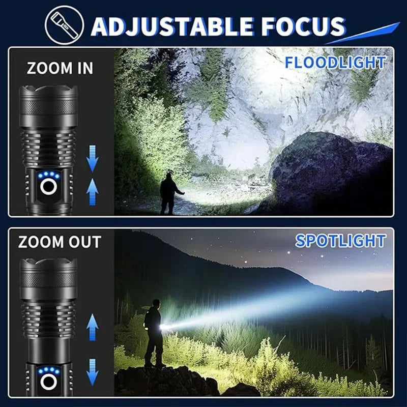 Rechargeable Flashlights High Power LED Tactical Flashlight Super Bright Handheld Hunting Torch Light for Emergency Hiking