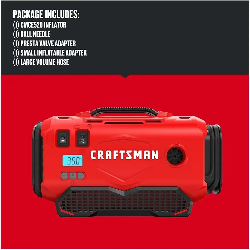 V20 Portable Tire Inflator, 3-Mode Air Compressor for Cars, Cordless/Corded/Car Adapter, Battery Sold Separately