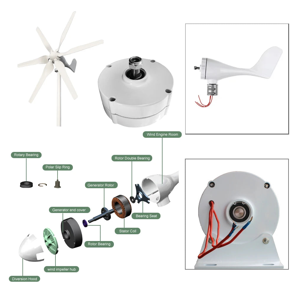 Gearless Permanent Magnet Generator Turbine Low Speed 500W 12V 24V  For Water Conservancy And Wind Power Household 220V