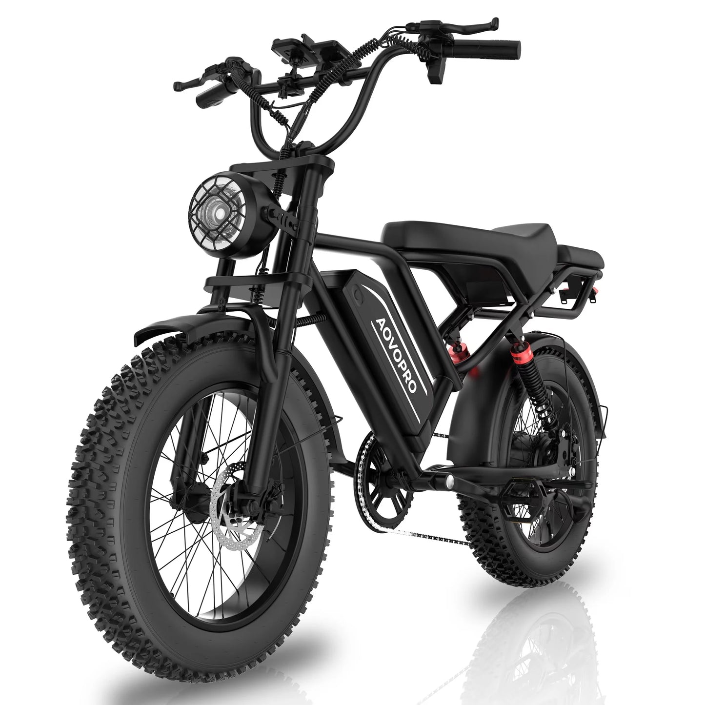 AOVOPRO AP20 Electric Bike 1500W 20" Fat Tire 31mph Top Speed 70 Miles Range for Road Sand Mountain Snow Electric Motorcycle